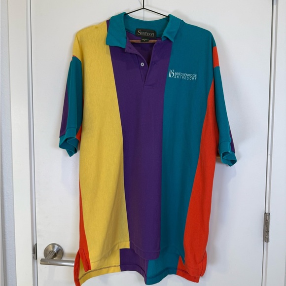 American Vintage Other - Southport Vintage Breckenridge Ski Resort Colorful Striped Men’s Polo Shirt Sz L